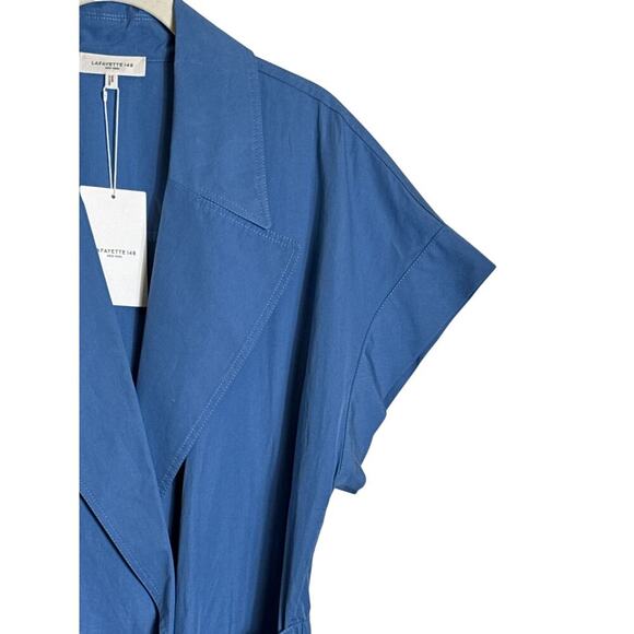 Lafayette 148 New York Women's Short Sleeve Belted Wrap Dress Size L Blue NWT - Picture 4 of 9